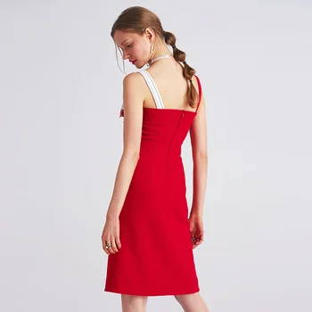 Super! Ponios Kelio Ilgis Raudona Suknelė Moterims, Elegantiškas Mygtuką Spageti Dirželis Šalis Suknelės Plonas Chalatas, Femme Oficialų Suknelė