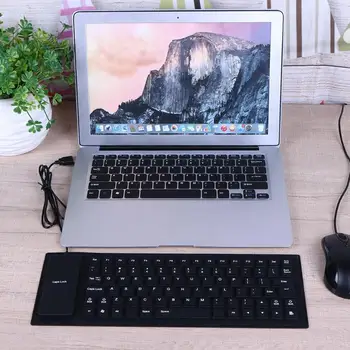 Nešiojamų Lanksti Silikoninė USB 2.0 klaviatūra 85 Klavišai, Sulankstomas Vandeniui atsparus Dulkėms USB Silent Keyboard Laptop Notebook