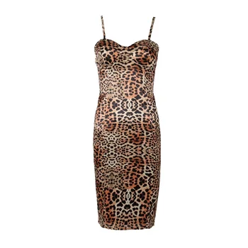 Mados Leopard Spageti Dirželis Moterų Suknelė Aukštos Kokybės Moterų Sexy Stebėjimo Bodycon Naktį Šalies Suknelė Klubas Vestidos Didmeninės