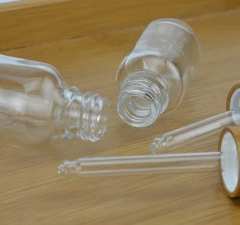 5 10 15ml 30ml 50ml skaidraus stiklo butelius logotipą užkratas eterinio aliejaus buteliai su bambuko užkratas bžūp e skysčio butelį 50pcs