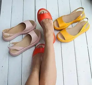 Moterų Butas vasaros Sandalai moteris Peep Toe Moterų PU Vasaros Mados batai 2020 NAUJAS Patogus plius dydžio Batai Moterims