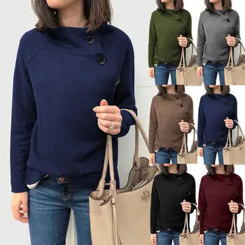 Vietoje karšto pardavimo 2020 m. rudens ir žiemos mados apvalios apykaklės kietas atsitiktinis gatvės mygtuką ilgomis rankovėmis moteriški drabužiai