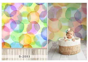 Custom vinilo audinio spalvos burbulų sienos, medinės grindys fotografijos backdrops už naujagimio vaikai, foto studija, portreto fonas