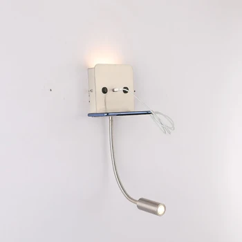 Naktiniai Sienos Šviesos, LED Skaitymo Sienos Lempa su Reguliuojamu Gooseneck Dėmesio, USB, Balta / Šiltai Balta Šviesa, Balta, Juoda