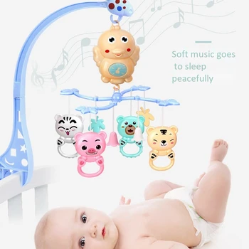 Kūdikio Lovelę Barškučių Muzikos Švietimo Žaislai Lova Bell Karuselė už pristatomos vaikiškos lovelės Projekcija Kūdikiams, Kūdikių Žaislų 0-12 Mėnesių Naujagimių Mėlyna