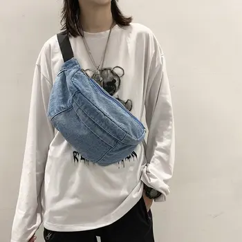 Korėjos ins retro stiliaus vientisa spalva Porą krepšys atsitiktinis laukinių studentų džinsinio audinio drobė krepšys Japonijos pečių maišą
