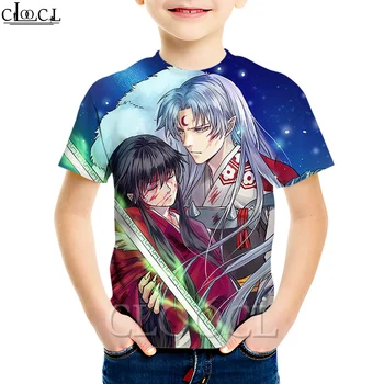 CLOOCL Japonų Anime Inuyasha Mielas Berniukas T-shirts 3D Spausdinimo mažo Dydžio, Apvalios Kaklo Vasaros Vaikų Laisvalaikio Harajuku Viršūnės