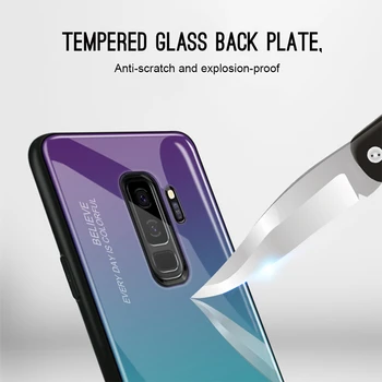 Spalvinga gradientas Grūdintas Stiklas Case For Samsung Galaxy S8 S9 S10 Plius case For Galaxy Note 8 9 A6 A7 A8 A9 J8 J6 J4 2018 dangtis