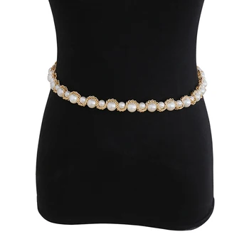 1pcs Moterų Pearl Juosmens Grandinės Juvelyrikos Šalis Suknelė Pearl Diržai Marškinėliai