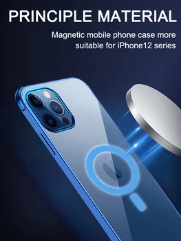 Naujas Originalus Magnetinis Skaidrus Aišku, Minkštos TPU Galinį Dangtelį IPhone 12 Pro Max 12 Mini Atveju Suede Anglies Pluošto Padengti
