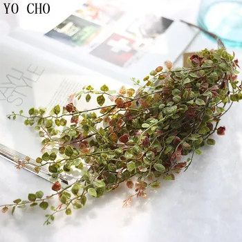 YO CHO 4pc Populiarus Namų Dekoro lapai Žalios kabančių Augalų Gebenės Lapų Dirbtinių Gėlių Plastiko Girliandą Vynuogių dirbtinės gėlės sienos