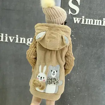 2019 Vaikų Striukė Mergaitėms Šalto Vaikų Žiemos Kailis Ilgas Modelis Sustorėjimas, Vaikų Drabužiai Parkas 2-15T Gobtuvu Animacinių filmų Outwear