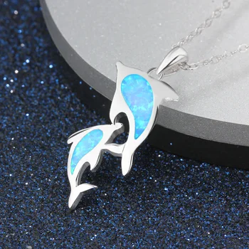 S925 Sidabro Jūros Blue Dolphin Karoliai Pakabukas su Mielas Delfinų Sidabro Karoliai Suteikia Motina ir Žmona-Geriausia Dovana