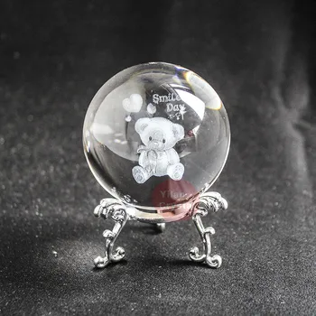 60-80mmCrystal Ball 3D Lazeriu Graviruotas Valentino dovana kristalų dovana, Namų Dekoro Priedai Fengshui ballsmile padengia Stiklo Kamuolys