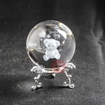 60-80mmCrystal Ball 3D Lazeriu Graviruotas Valentino dovana kristalų dovana, Namų Dekoro Priedai Fengshui ballsmile padengia Stiklo Kamuolys
