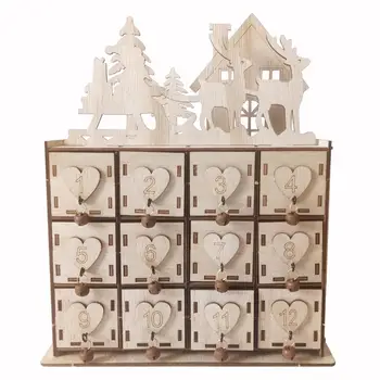 NAUJAS Kalėdų Kalendoriaus talpinimo Novatoriškas, Medinės Dėžės Dekoravimas Ornamentais Bakalėjos Papuošalų Organizatorius Namų Puošybai