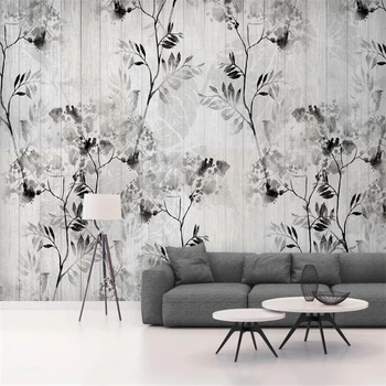 Beibehang užsakymą Modernus minimalistinio šiaurės juoda balta lapų medinių retro tapetai kambarį fone freskomis sienos popieriaus