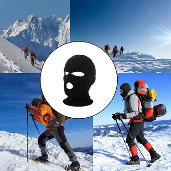 Taktinis kaukė 3 Skylės veido kaukė žiemos balaclava kaukę, Kepurę, šiltas šalmas veikia slidinėjimo, dviračių kaukės pilna veido kaukė