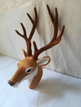 Modeliavimo sika deer 's head apie 27x18cm modelis polietileno&dirbtiniais kailių sienos pandent rankdarbių namų dekoravimo, dovanų b0118