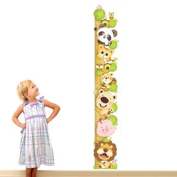 Karšto Vaikams, Vaikų Aukštis Diagramos Priemonė Juostos Sienų Lipdukai Natūrali Gyvūnų Medžio Vinilo Tapetai Namas Dekoratyviniai Lipdukai Keičiamajame