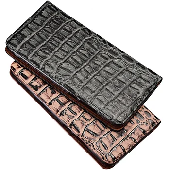 Krokodilas modelio natūralios odos magnetinio atveju kortelės lizdas OnePlus 6T flip case for OnePlus 6 telefono maišelį funda dangtelį, apversti rubisafe