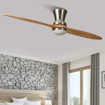 60 colių nuolatinės SROVĖS dažnis Modernios LED pramoninės medienos ventiliatorius su šviesos mediniai ventiliatoriai, ventiliatorių lempos miegamojo puošimas