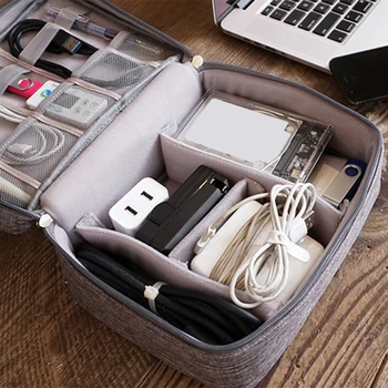 Dvigubo Sluoksnio Saugojimo Krepšiai Nešiojamų Kelionės atveju Kabelių Organizatorius Įrankių Krepšys Nešiotis Maišelį, Kabeliai,USB Flash Drive, Tinka iPad