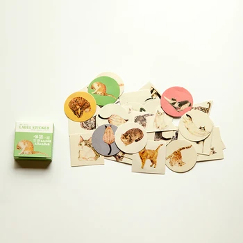 40pcs/box Japonijos Lipdukai, Kanceliarinės prekės Cute Kačių Lipnus Popierius Kawaii Dienoraštis Lokys Lipdukas Apdaila Dienoraštis Scrapbooking