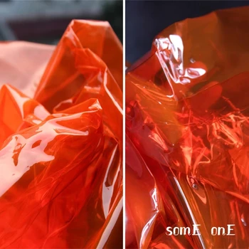 0,2 mm TPU Medžiaga skaidrios PVC Oranžinis Raudonas Skystis Plastikinės Plėvelės PASIDARYK pats Vandeniui Drabužiai Lietpaltis Kristalų Krepšiai Dizaineris Audinys