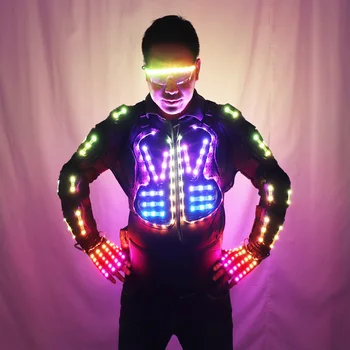 Full LED Šviesos Šarvai Šviesos Striukė Žėrintis Kostiumai Kostiumas Baras Šokių kolektyvas DS Dainininkas DJ, naktinis klubas gogo Kostiumas