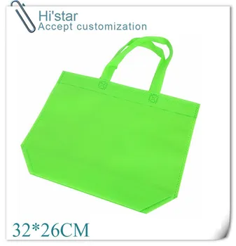 32*26cm 20pcs/daug Žaliai ne austi pirkinių maišeliai su rankenomis