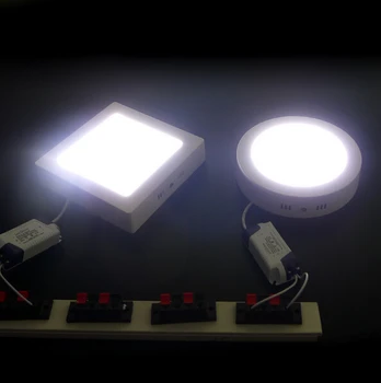Paviršiaus Sumontuoti LED Skydelio Lemputė 6w 12w 18w Apvalūs/Kvadratiniai LED Lubų Šviesos Nemokamas Pristatymas LED Downlight AC85-265V SMD2835 CE