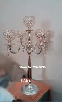 Karšto pardavimo ūgio kristalų gėlių stovas/takas, vestuvių dekoravimas centerpieces su 5 ginklai