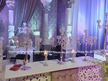 Karšto pardavimo ūgio kristalų gėlių stovas/takas, vestuvių dekoravimas centerpieces su 5 ginklai