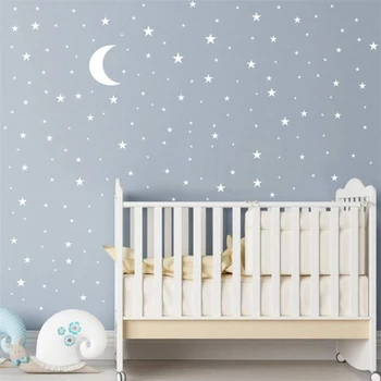 Vientisos spalvos, mėnulis ir žvaigždės kūdikio kambario sienų lipdukai vaikų namų puošybai darželio sienos lipdukai lipdukai 