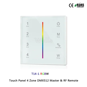 85-265VAC 4 Zona 2.4 G led Jutiklinis ekranas DMX512 Meistras & RF Nuotolinio valdymo už vieną spalva/spalvos temperatūra/RGB/RGBW led juostos