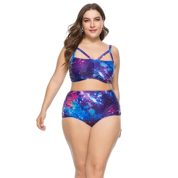 Plius dydžio maudymosi kostiumėlį moteris XL-5XL aukšto juosmens bikini kostiumas Atšerti maudymosi kostiumėlį plius dydis maudymosi kostiumėlį ponios bikini 2020 spausdinti maudymosi kostiumėlį