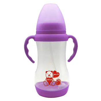 2 Spalvos Kūdikių Vanduo, Pieno Butelis Kūdikių Mielas Formos Sauga PP Plastiko Butelis Su Rankena Baby Soft Maisto kokybės Silikoninis Žindukas