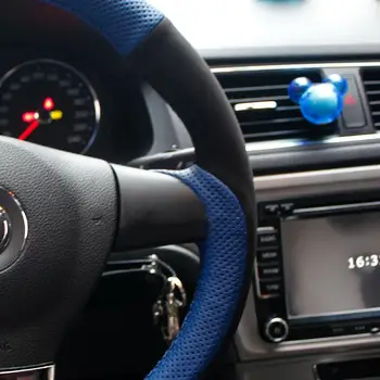 Mėlynos spalvos Natūrali Oda Juoda Suede Automobilio Vairo Dangtelis Volkswagen Tiguan Lavida