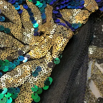 Moterų Undinė Maxi Suknelė 2020 ilgomis Rankovėmis Blizgančiais Gėlių Spausdinti Plius Dydis Grindų Ilgis Ilga Suknelė Šalis Vakarienė Skraiste, Žalia 2XL