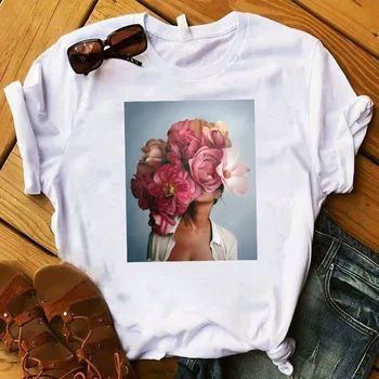Moterų Lady Marškinėliai Meno Tapybos Šiuolaikinio Išspausdintas Ponios Marškinėlius trumpomis Rankovėmis Tee Marškinėliai Moterims, Moterų Topai Rūbų, Grafinis T-shirt