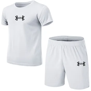 2020 Vyrų rinkiniai t marškinėliai + šortai dviejų dalių rinkiniai, laisvalaikio tracksuit prekės kostiumai sportwear fitneso rinkiniai Greitai-džiovinimo Tracksuit