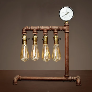 2016 Naujų kūrybinių Senovinių stalo lempa 3 vadovai. pramoninės vandens vamzdis, lempa, stalas šviesos PALĖPĖJE šalia šviesos lova studijų apšvietimas