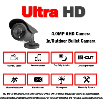 HD 4MP Bullet Kameros SONY CCD Jutiklis 4MP HAINAUT Analoginis CCTV Kameros IR Cut Filter Kameros HAINAUT Lauko Vandeniui Naktinio Matymo 1080p