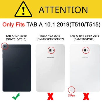360 Sukasi Case for Samsung Galaxy Tab 10.1 2019 T510 T515 SM-T510 SM-T515 Sulankstomas Stovas Padengti PU Oda Atveju Tablet Funda