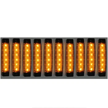 10 Vnt 12V 6 LED Oranžinės spalvos Šoniniai Gabaritiniai Rodiklių Žibintai Sunkvežimių Priekabos Lempos