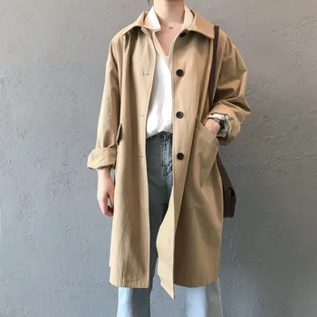 2019 m. rudenį naujų švarkelis moterų korėjos versija ilgų palaidų montavimo, plonas ilgomis rankovėmis darbo striukė ilgi paltai moterims