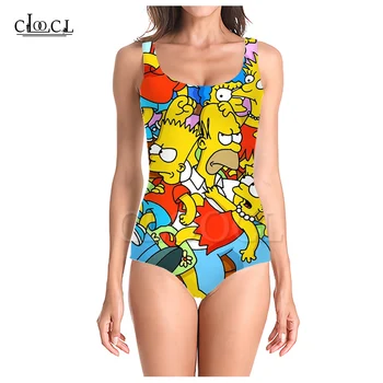 CLOOCL Simpson Anime 3D Spausdinimo Merginos vientisas maudymosi kostiumėlį, Maudymosi Kostiumą, Rankovių Slim Seksualus Moterų 2021 Naujas maudymosi Kostiumėliai