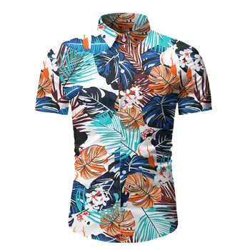 Derliaus Etninės Stiliaus Vyrų Marškinėliai Spausdinimas Prarasti Medvilnės Trumpomis Rankovėmis Stovėti Apykaklės, Kvėpuojantis Viršūnes Havajų Marškinėliai 2020 Naujas