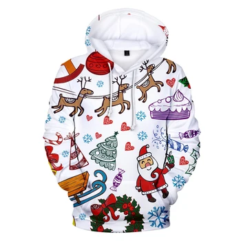Unikalus 3D Linksmų Kalėdų Hoodies Vyrai/Moterys Naujųjų Metų Hoodie vyriški Megztiniai Mados Kaukolė Kalėdų Gobtuvu Vaikai Paltai